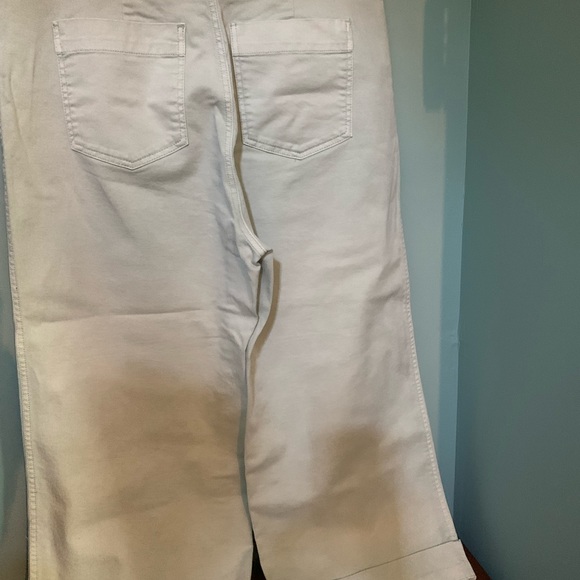 Wide leg denim cropped jeans in pale Seafoam green. - Picture 3 of 3